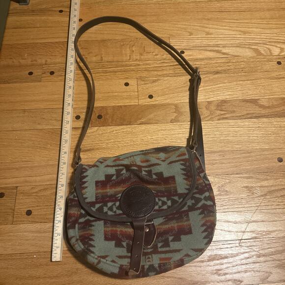 Duluth Pack Wool And Leather Shell Bag Green Brown Aztec Design - Picture 7 of 7